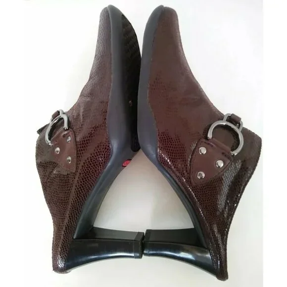 Aerosoles Cinch Worm Women's Brown Vegan Mules Slip On High Heels Sandals 7.5 B - Picture 5 of 10